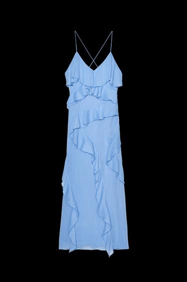 Zara RUFFLED DRESS ZW COLLECTION - Mid-blue - Image 0