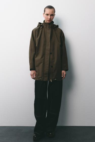 WATER-REPELLENT HOODED TRENCH COAT - ZW COLLECTION - Dark khaki by Zara - Image 0