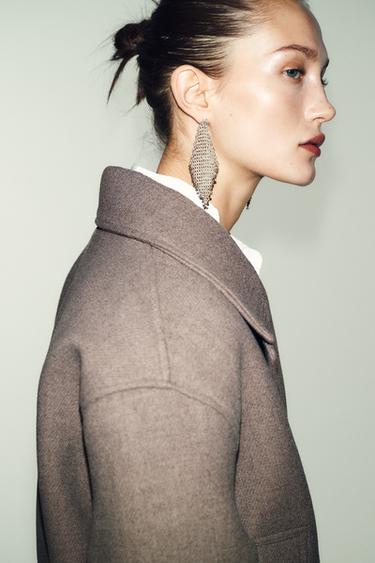 DOUBLE-BREASTED SHORT COAT - Mink by Zara - Image 5