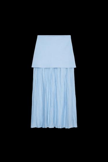 Zara MIXED PLEATED KNIT SKIRT - Mid-blue - Image 0