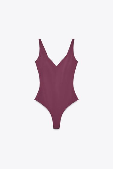 BODY POLYAMIDE À BRETELLES - Pourpre de Zara