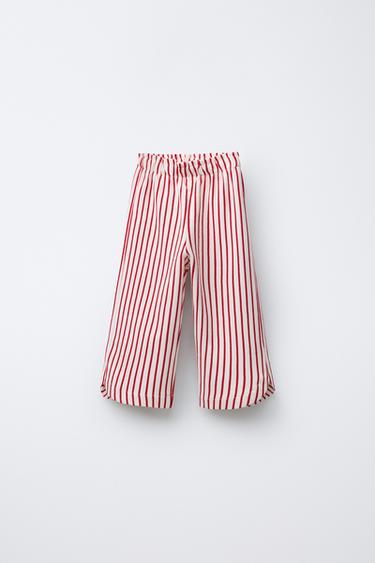 Zara STRIPED PIQUÉ CULOTTES - Red