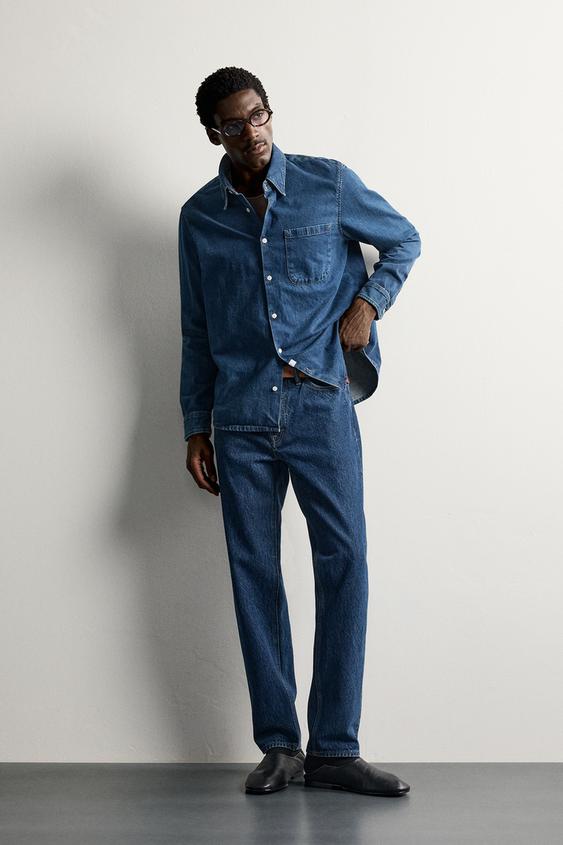 Zara REGULAR FIT DENIM SHIRT - Mid-blue - Image 0