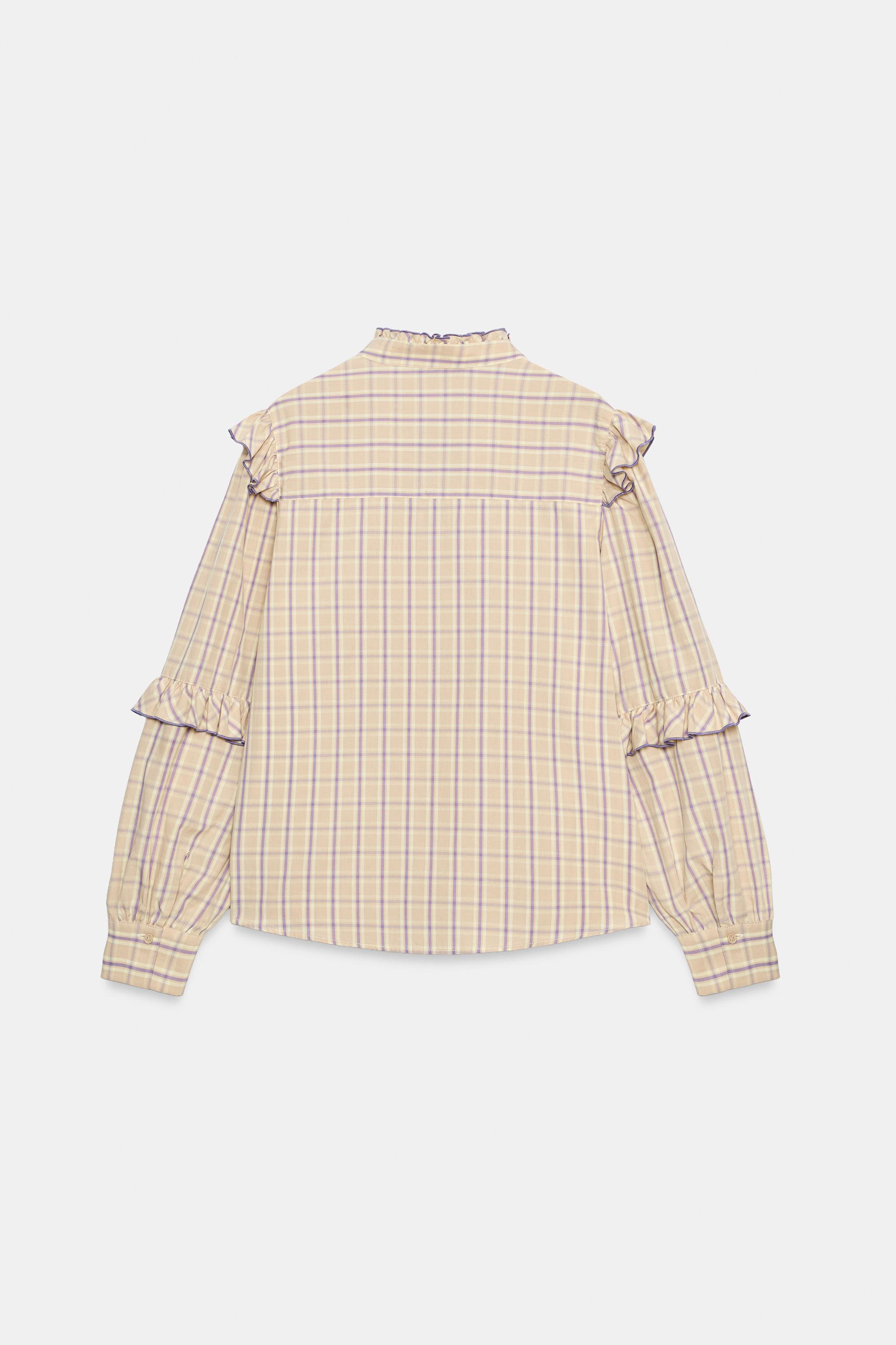 PLAID RUFFLE BLOUSE