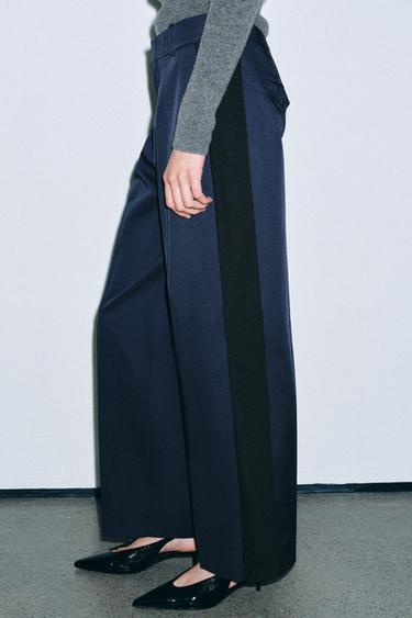 ZW COLLECTION CONTRAST BAND PANTS — Navy blue 1