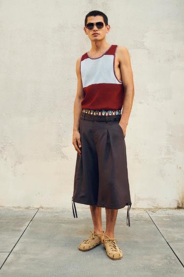 LIMITED EDITION LYOCELL-LINEN BERMUDA SHORTS - brown vigore by Zara