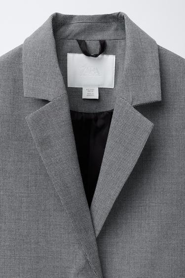HERRINGBONE CROPPED BLAZER - Grey by Zara - Image 2
