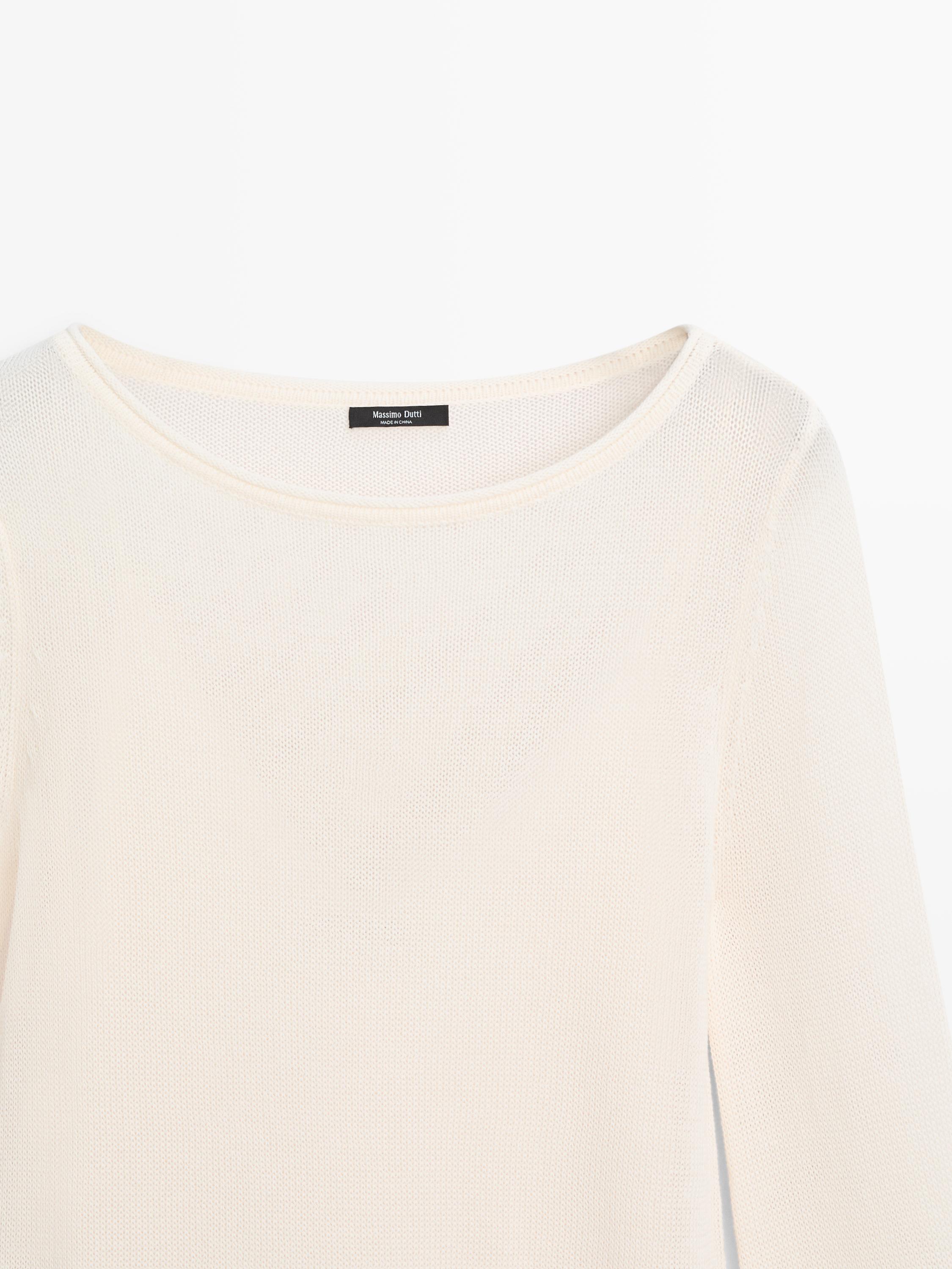 Double-layer knit dress with long sleeves