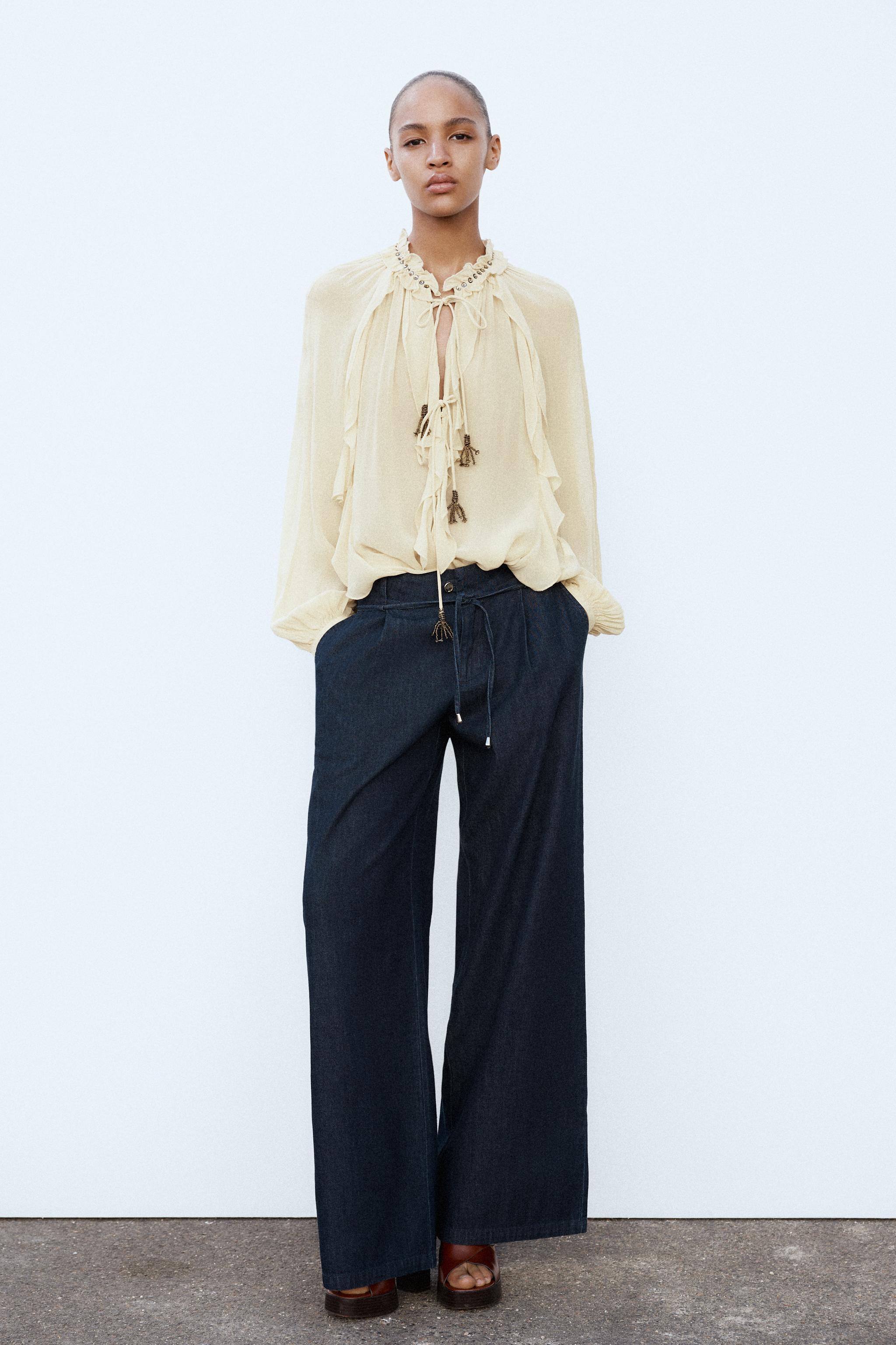 WIDE LEG PANTS WITH DARTS - Indigo | ZARA United States