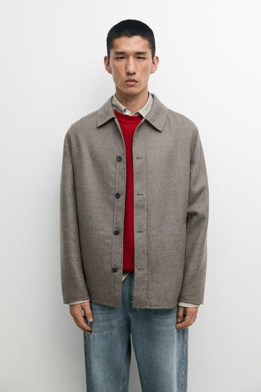 Zara Wool blend overshirt with button detail - Mink
