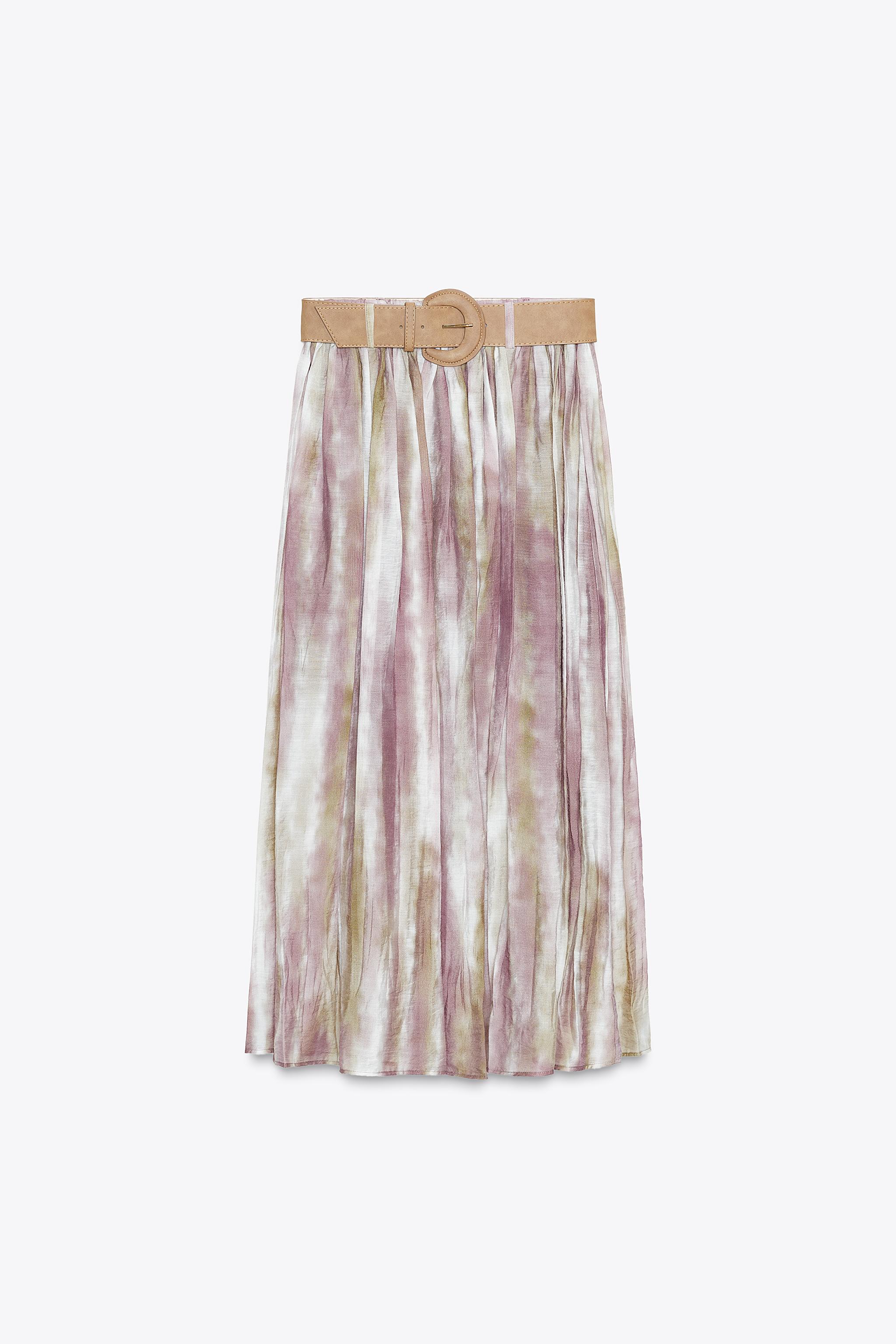 PRINTED MIDI SKIRT WITH BELT - Multicolored | ZARA United States