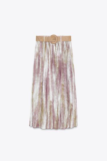 PRINTED MIDI SKIRT WITH BELT - Multicoloured by Zara - Image 6