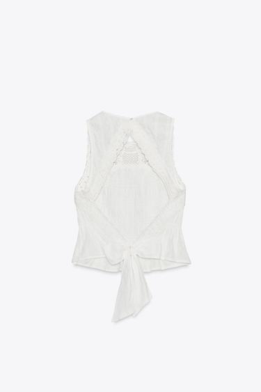 OPEN-BACK CROCHET MIX TOP - White by Zara - Image 4