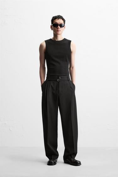 PLEATED TROUSERS WITH BELT - Black by Zara - Image 0