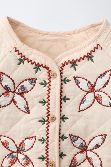 VESTE MATELASSÉE BRODÉE - rose poudré de Zara - Image 2