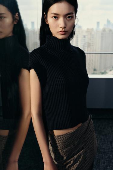 RIBBED KNIT VEST - Navy blue by Zara