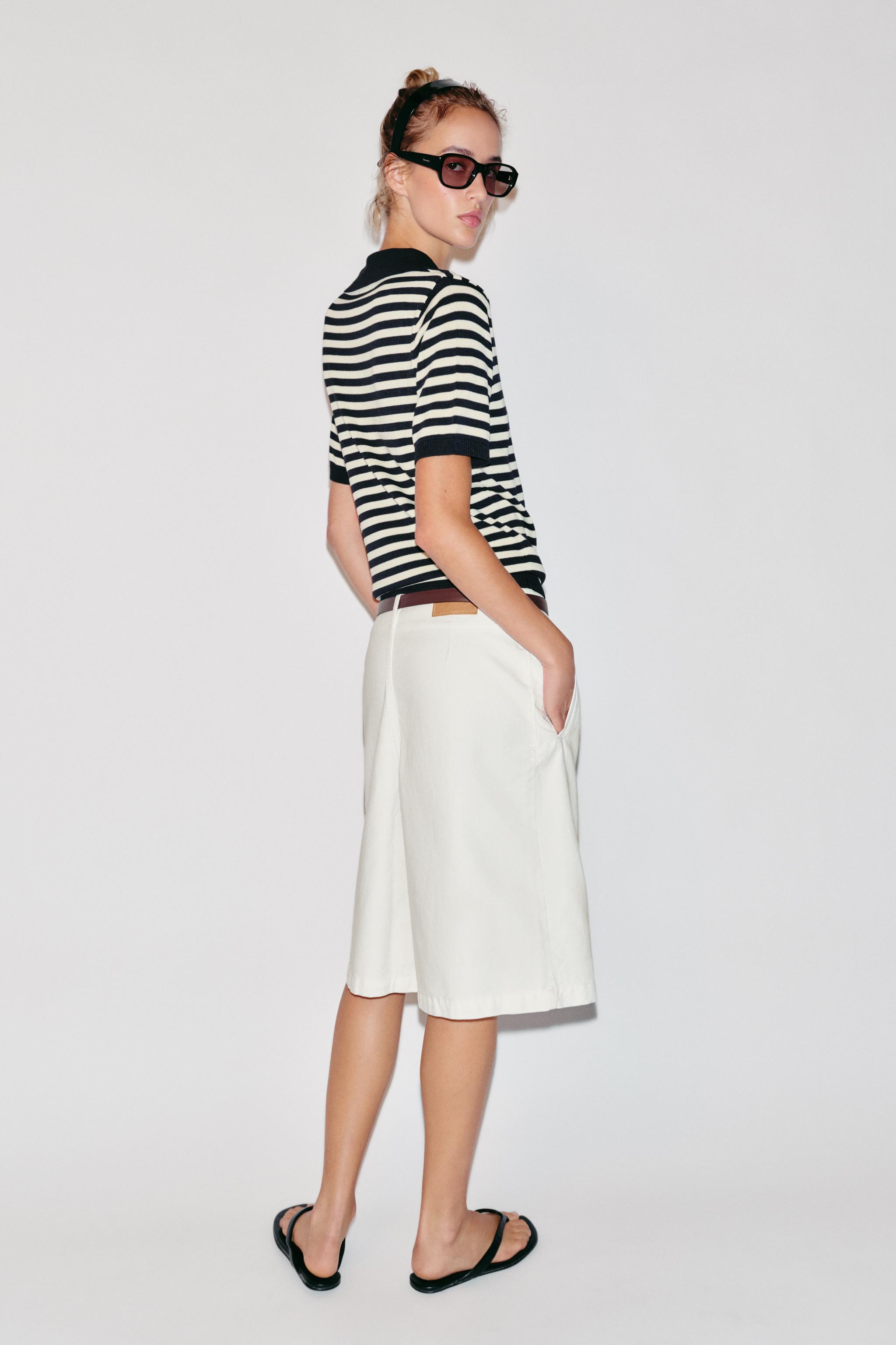 Zara STRIPED SHORT SLEEVE KNIT POLO — фото 6