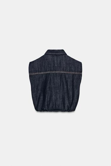 GILET Z1975 EN JEAN EFFET BALLON - Bleu de Zara - Image 8
