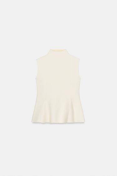 KNIT PEPLUM TOP - Ecru by Zara