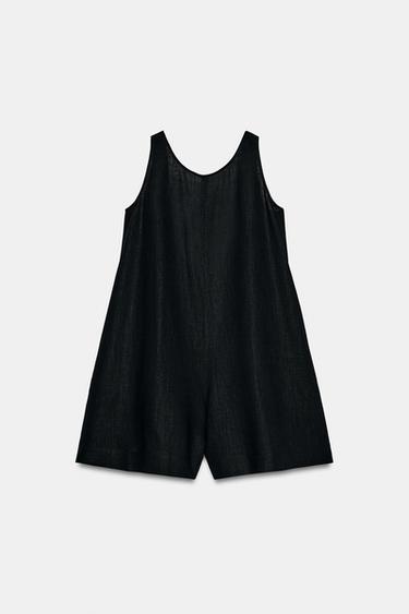 ZW COLLECTION LINEN BLEND PLAYSUIT - Black by Zara - Image 0
