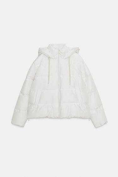 KURZER ANORAK MIT KAPUZE, WASSER- UND WINDSCHUTZ - Cremefarben von Zara