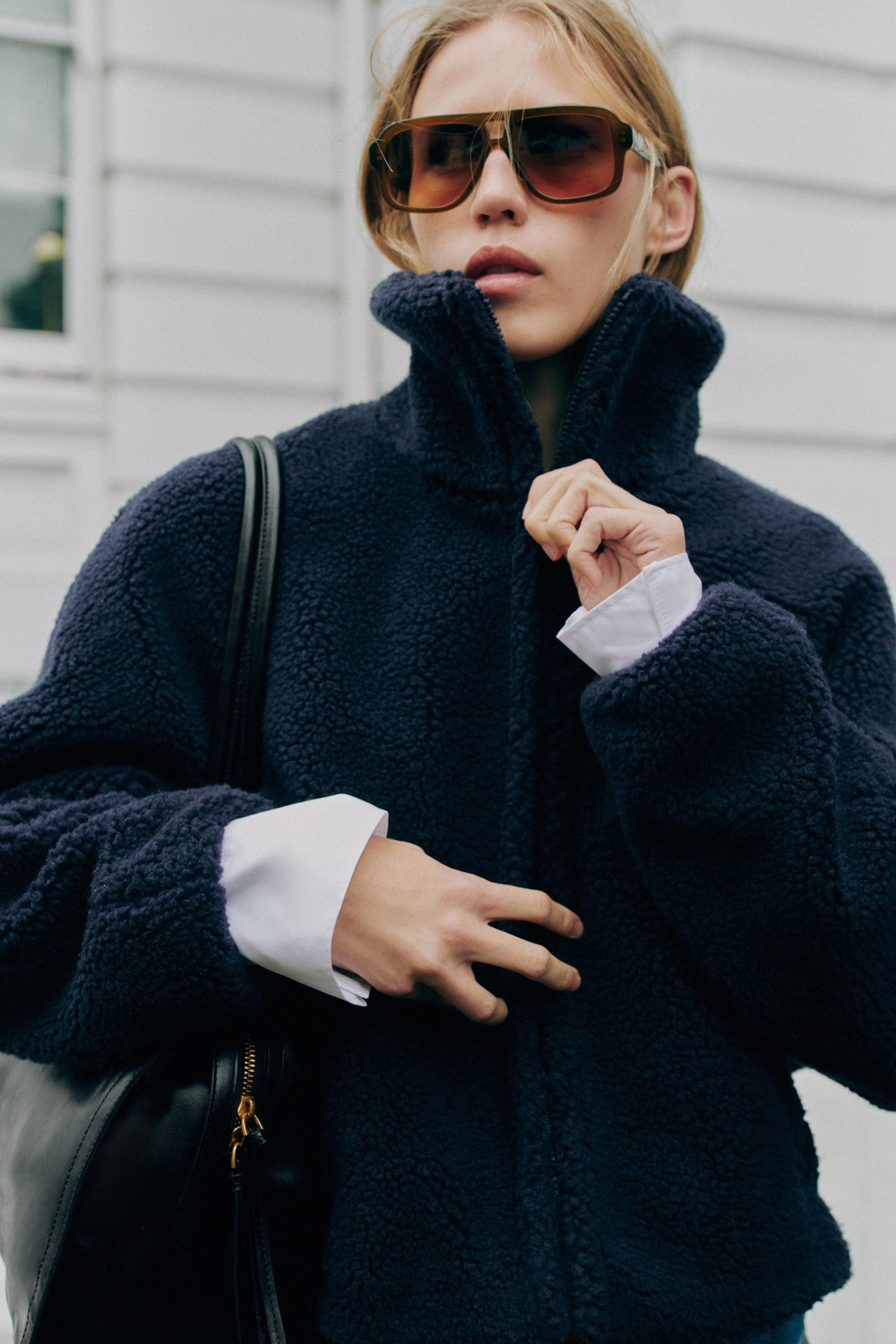 VESTE EFFET MOUTON POCHE COMBINÉE