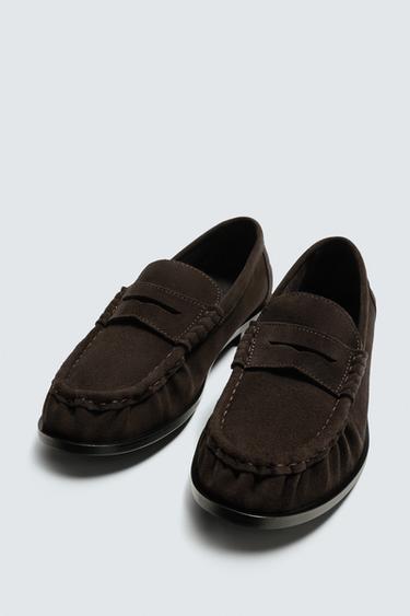 MOCASSINS EN CUIR AVEC MASQUE - Marron de Zara - Image 1