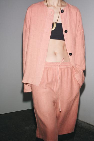 BERMUDA LONG 100 % LIN ZW COLLECTION - Rose de Zara - Image 3