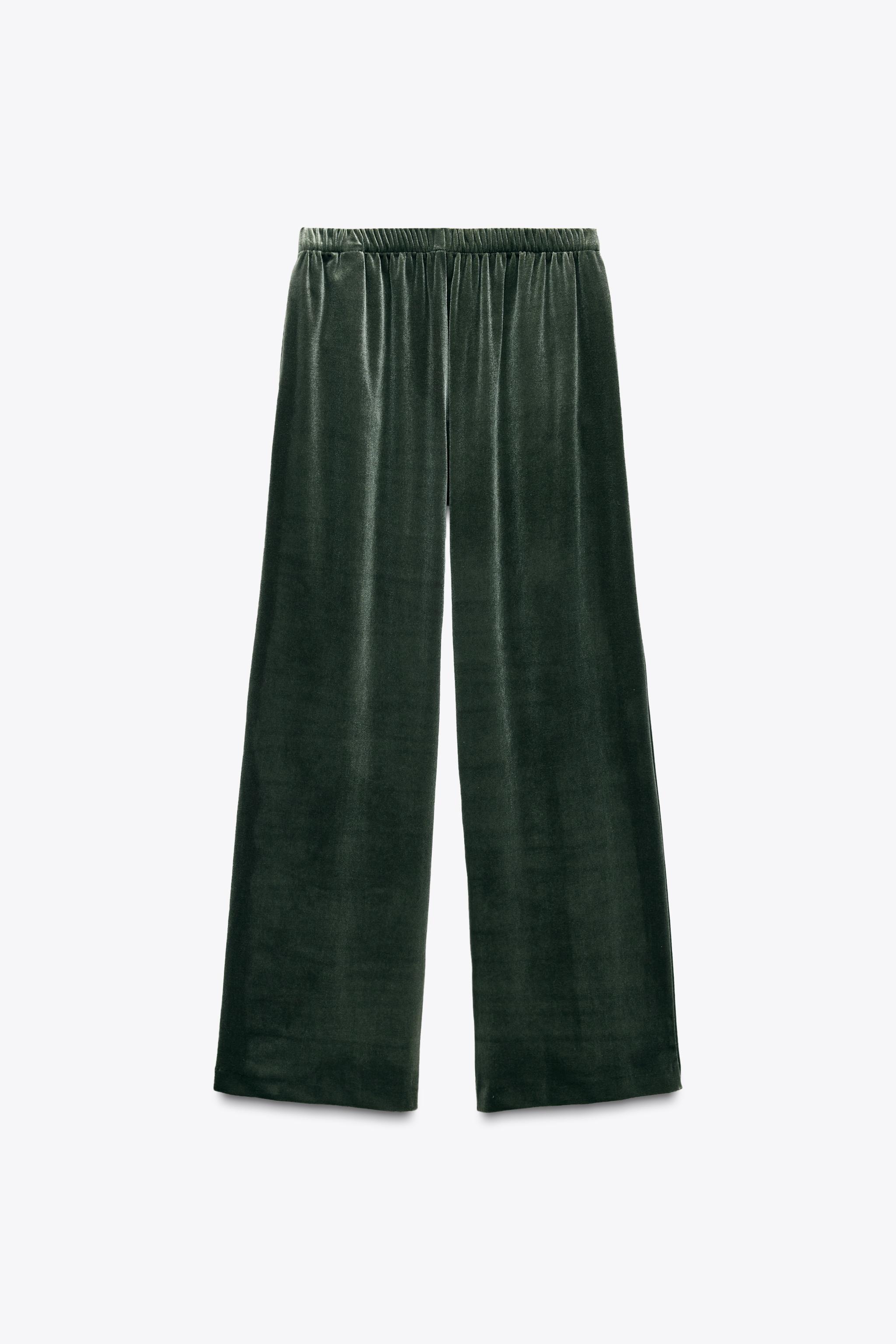 ワイドベルベットパンツ - カーキ | ZARA Japan / 日本