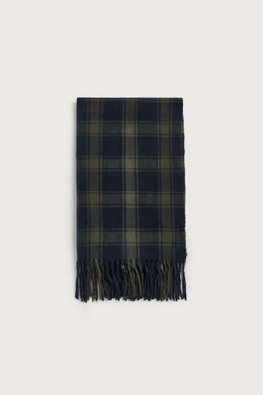 Zara COMBINED PLAID SCARF - Navy blue