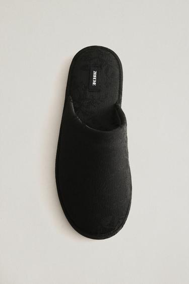 JACQUARD MULE SLIPPERS - Black by Zara