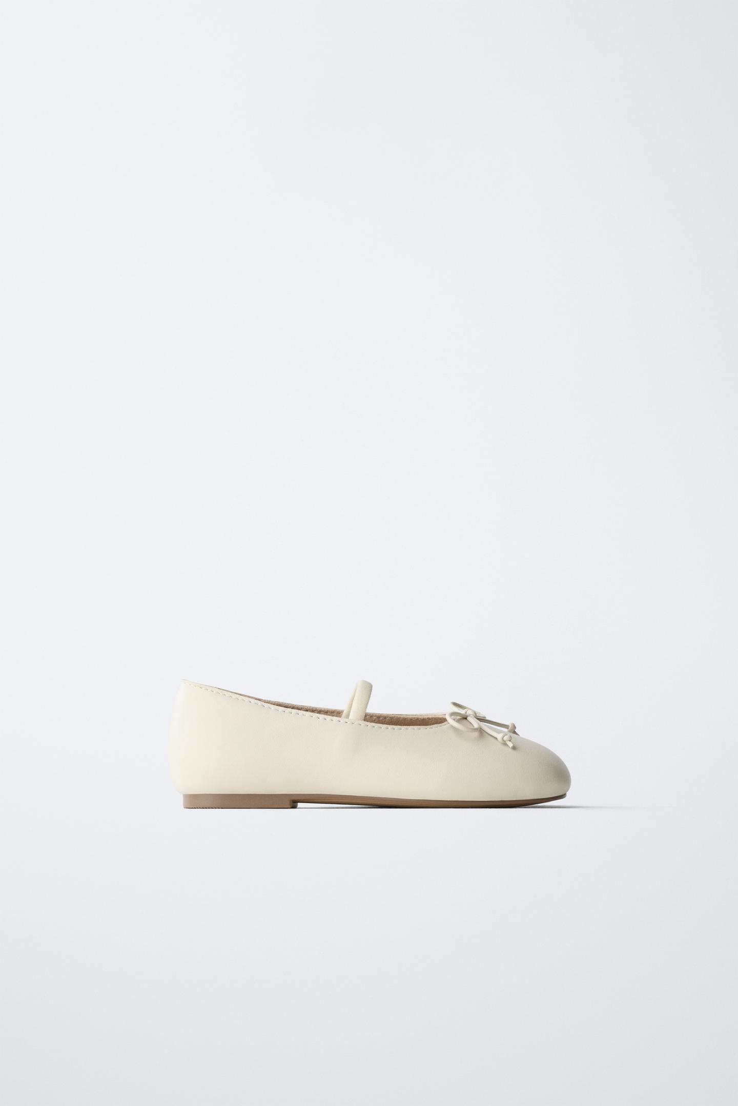 Детские балетки Zara Leather Bow Ballet Flats, цвет: Белый — фото 1