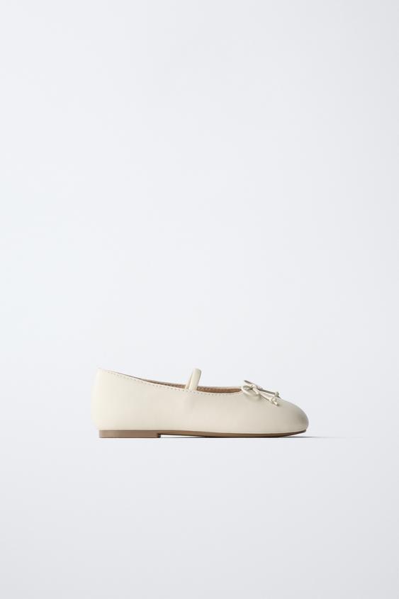 BAILARINA LAZO PIEL - Blanco de Zara - Imagen 0