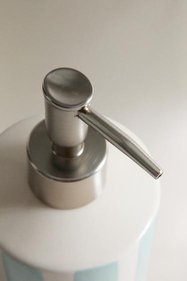 STRIPED CERAMIC SOAP DISPENSER - Blue/White by Zara - Image 2