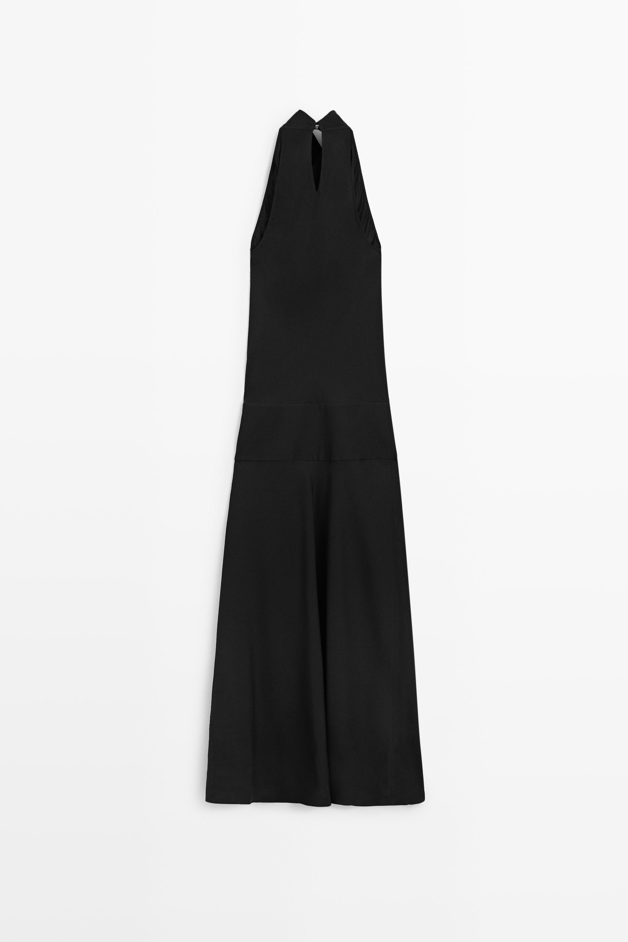 Halter midi dress with waistband detail