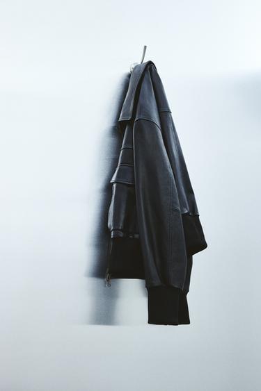 Zara LIMITED EDITION CROPPED LEATHER JACKET - Black