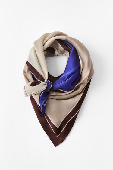 HALSTUCH MIT VISKOSE-PRINT 100% - Bläulich von Zara