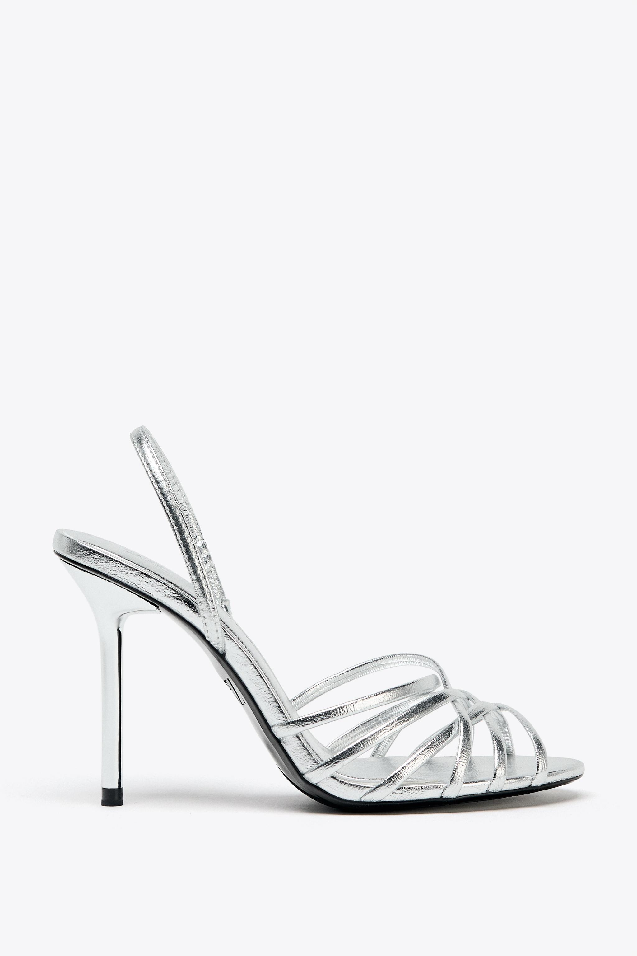 シェル様✨ METALLIC EFFECT HEELED SANDALS - Gold | ZARA United States
