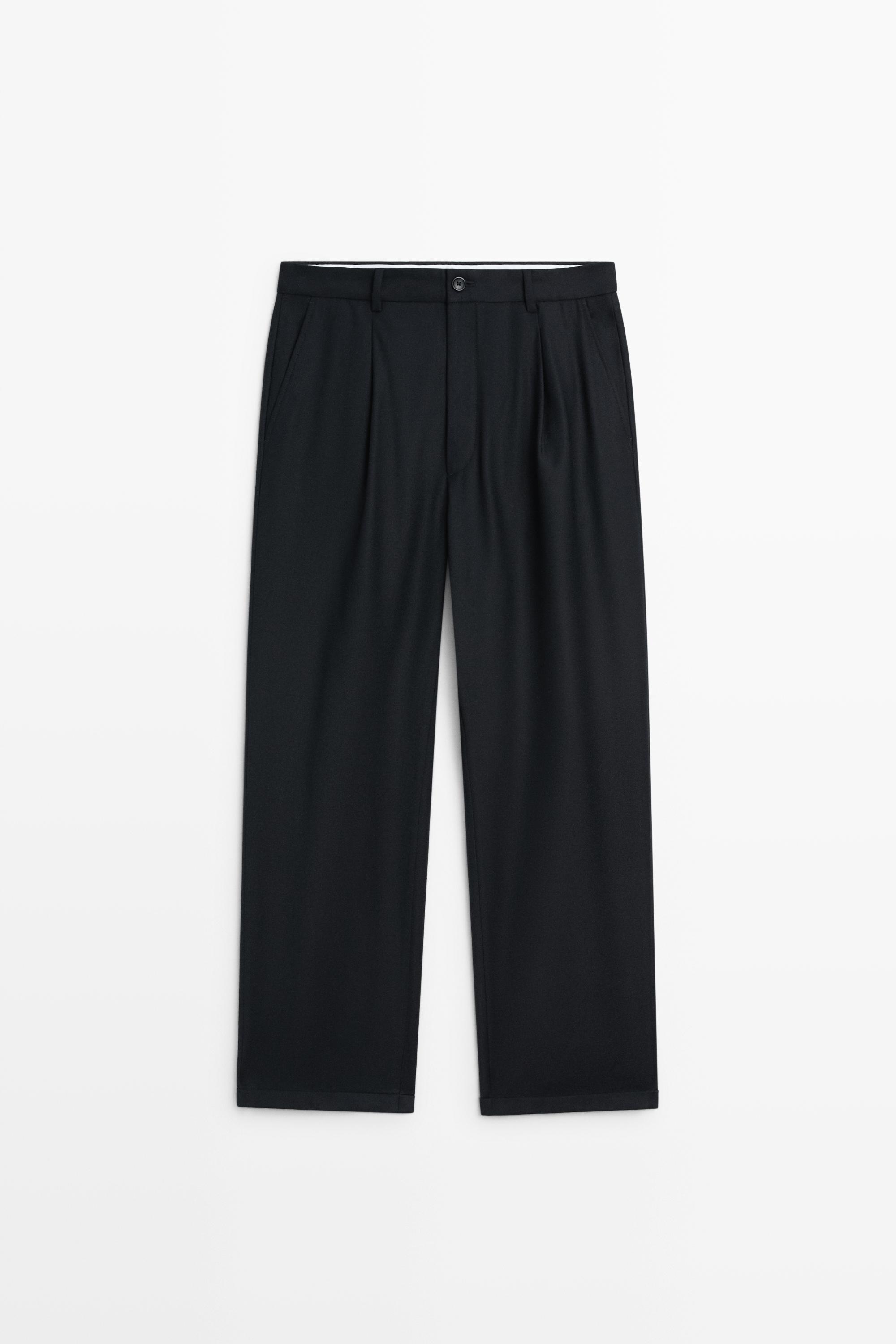 100% wool relaxed fit pants