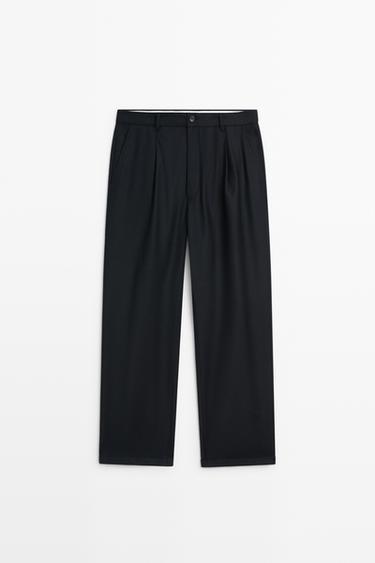 100% wool relaxed fit pants — Navy blue 1