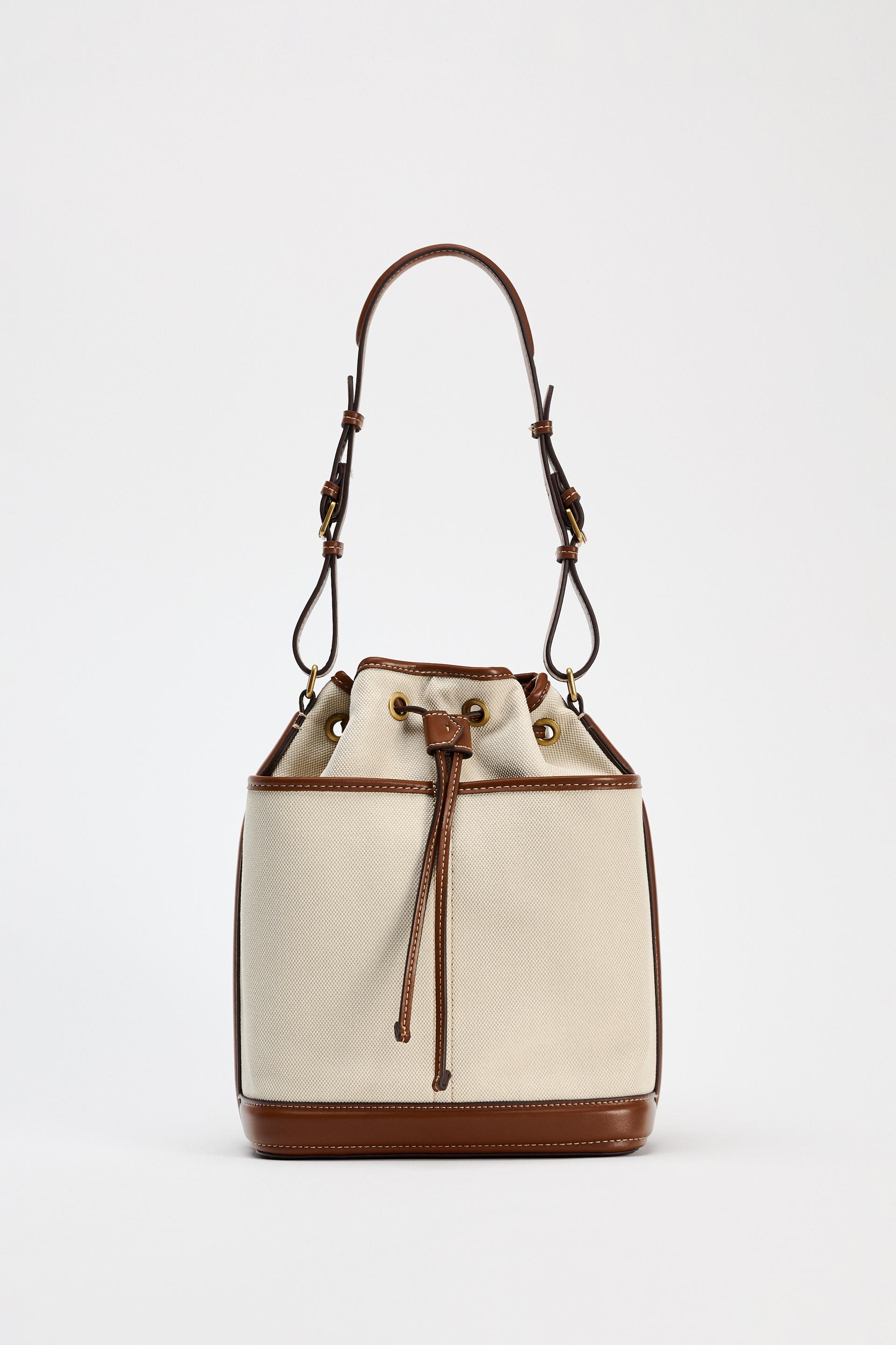 CONTRASTING BUCKET BAG - Dark tan | ZARA United States