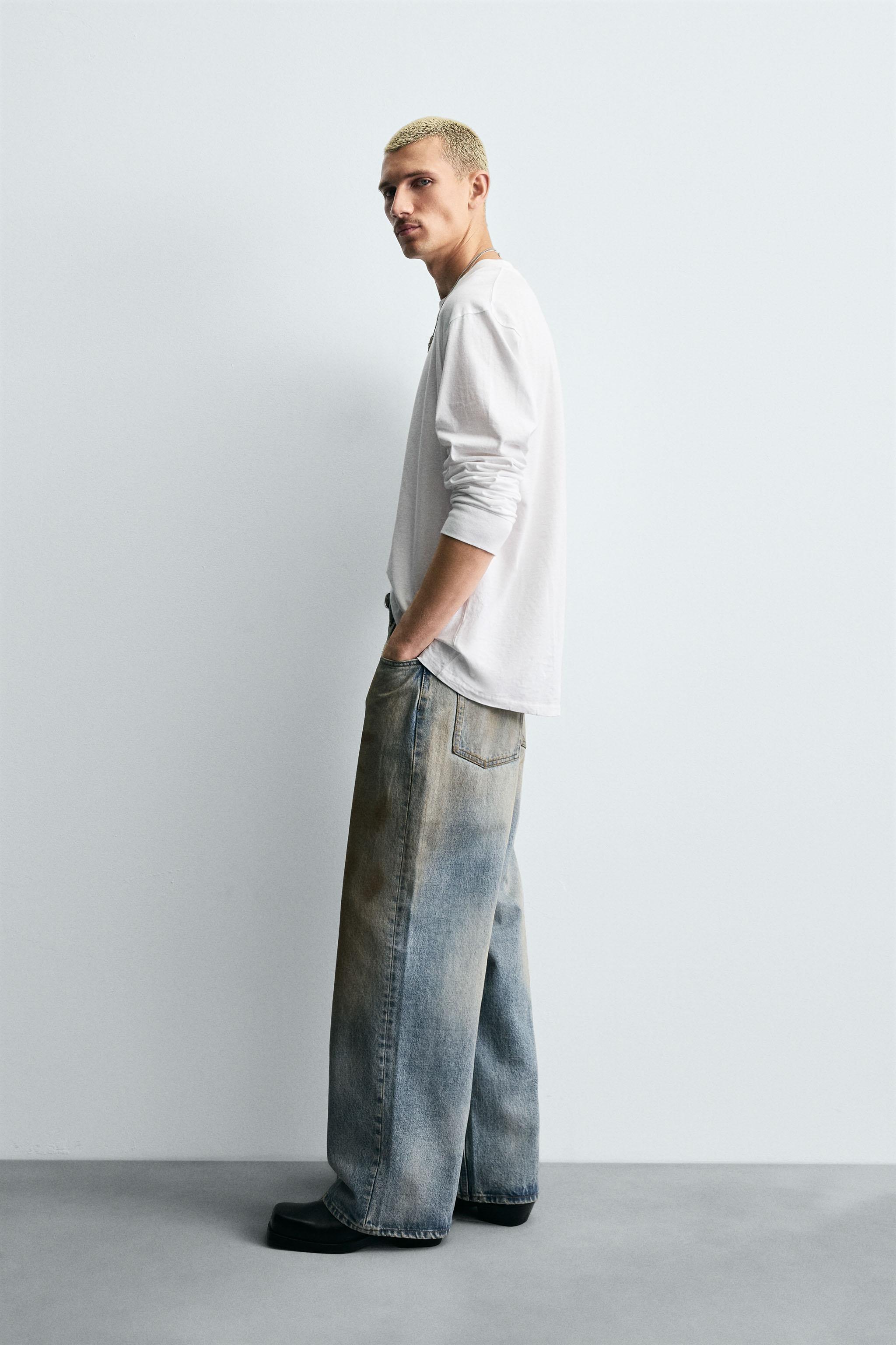 ZARA バギーフィットデニム ジーンズ EU42JP32希少完売品 完売品】ZARA ヴィンテージ加工バギーフィットジーンズ EU42 JP32