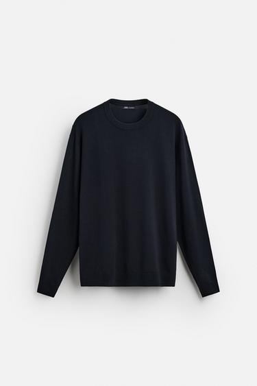 Zara BASIC VISCOSE BLEND SWEATER - Navy blue