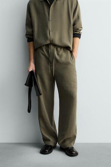 FLOWING RELAXED FIT TROUSERS - Khaki by Zara