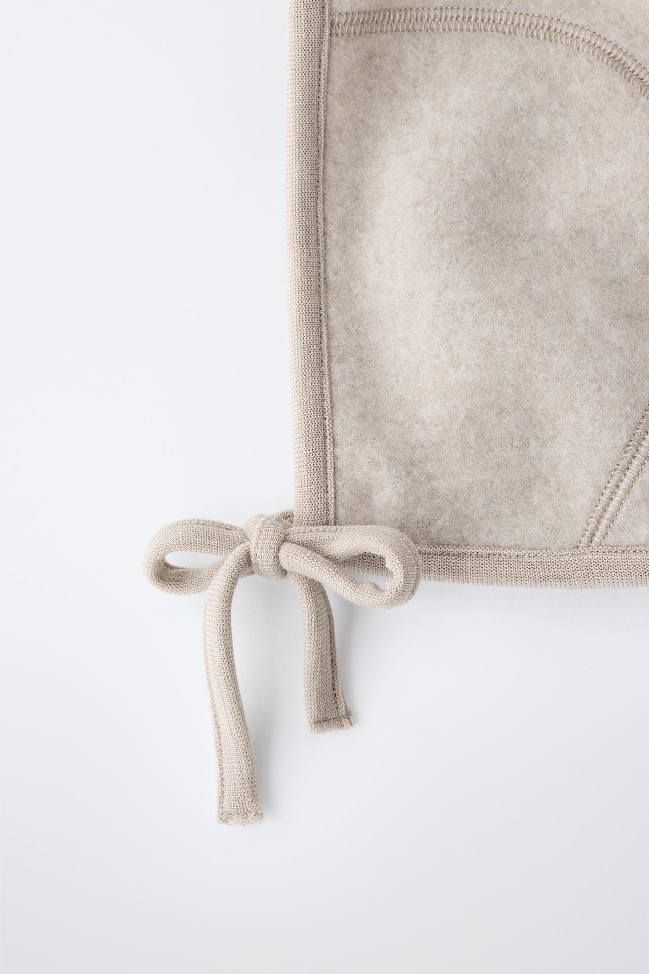 100% WOOL BONNET — Mid-ecru