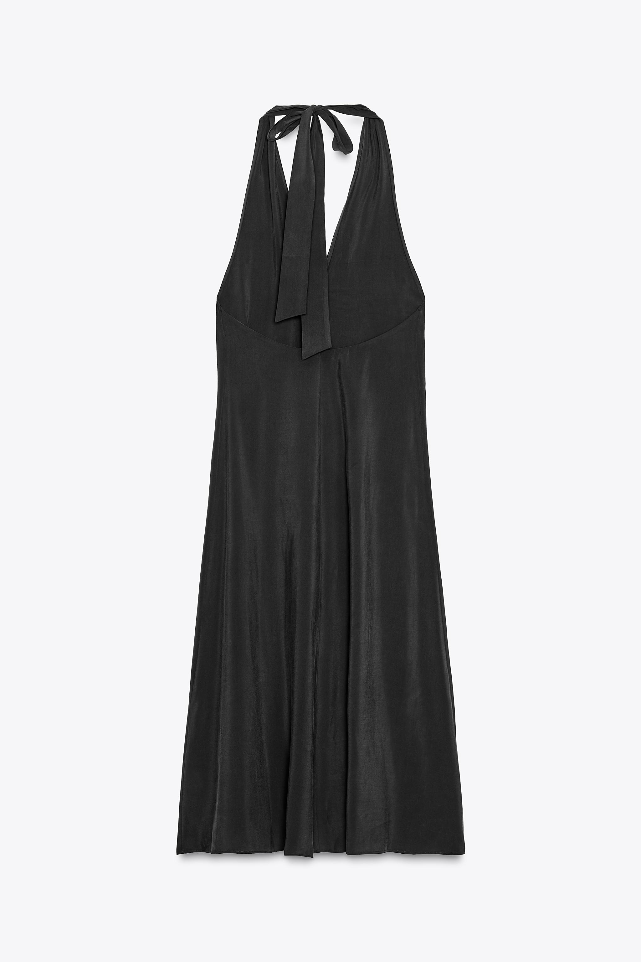 black halter neck dress zara ZARA SIZE M WOMEN Embroidered Dress Black HALTER NECK NWT