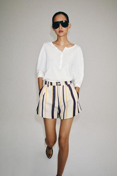شورت مخطط بكسرات ZW COLLECTION - متعدد الألوان الخاص بـ Zara