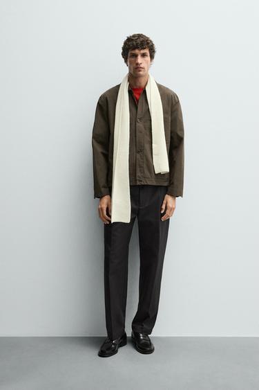 TEXTURED PLEATED TROUSERS - Grey by Zara