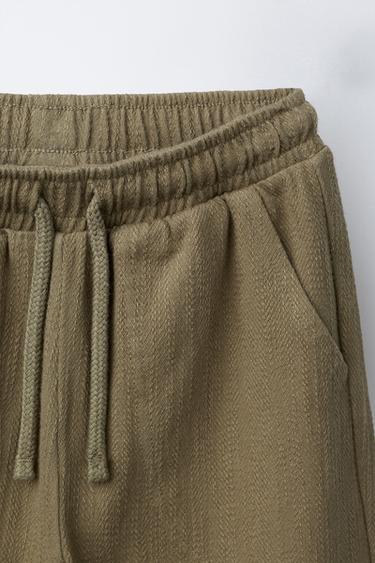 TEXTURED TROUSERS WITH LABEL - Khaki by Zara - Image 2
