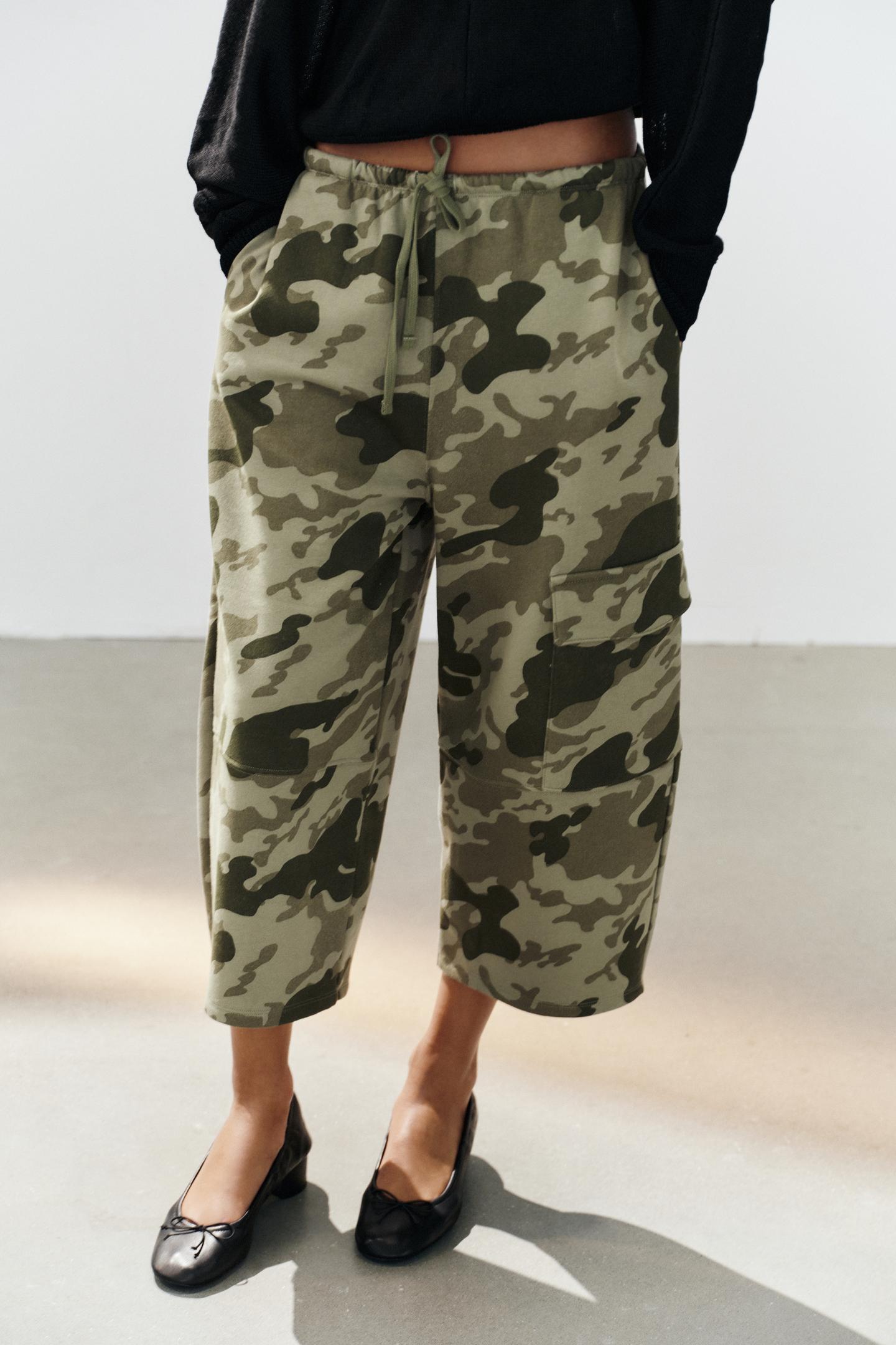 Женские брюки Zara Printed Pocket, цвет: Зелёный — фото 2